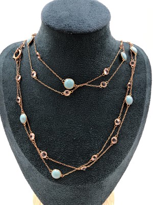 Lot 10 - An antique turquoise and crystal extra-long...