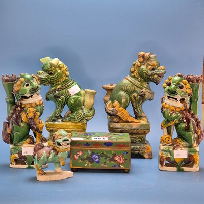 Lot 451 - A pair of Chinese spinach and egg glazed...