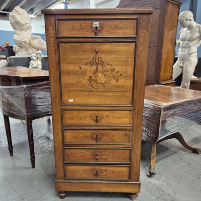 Lot 463 - A marble topped floral marquetried mahogany...