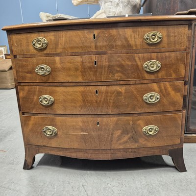 Lot 465 - A 19th century mahogany bow front chest of...