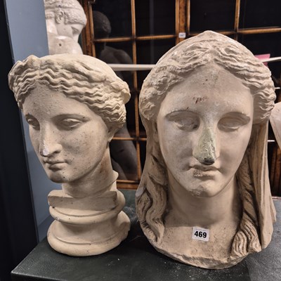Lot 469 - Two plaster classical heads of ladies.   H 42...
