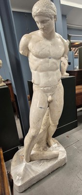 Lot 472 - A plaster figure of Narcissus looking down to...