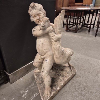 Lot 479 - A plaster group of a child wrestling with a...