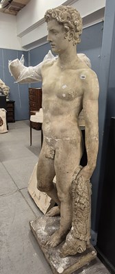 Lot 495 - A plaster standing figure of Narcissus holding...