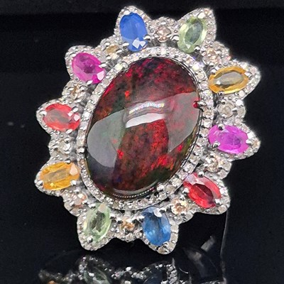 Lot 44 - A large cluster ring, the central stone a...
