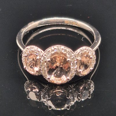 Lot 68 - A 9ct hallmarked white gold morganite and...