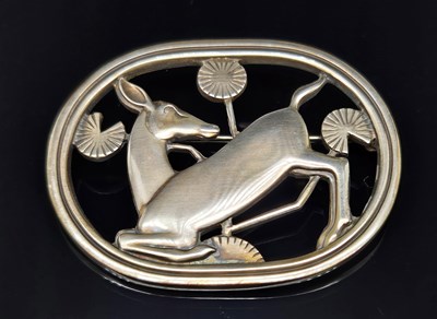 Lot 79 - A Georg Jensen Danish silver kneeling fawn...