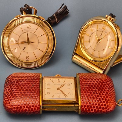 Lot 551 - A Jaeger le coultre travel watch in gold...
