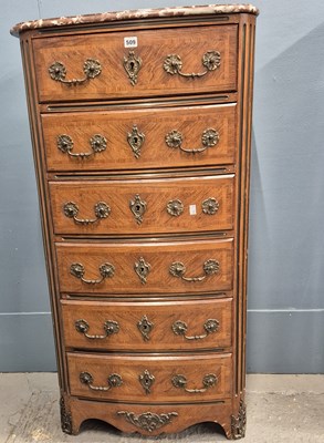 Lot 509 - A French rosewood cross banded mahogany chest...