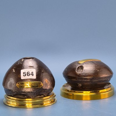 Lot 564 - Two 'Siege de Paris' iron cannon projectiles,...