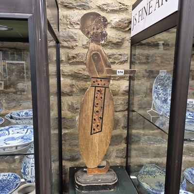 Lot 574 - Three early 20th century painted plywood dummy...