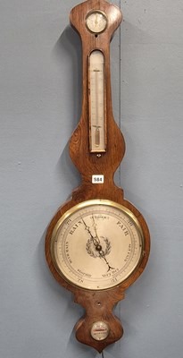 Lot 584 - A 19th century rosewood banjo barometer with...