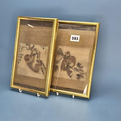 Lot 593 - After Mori Sosen (1747-1821), two framed...