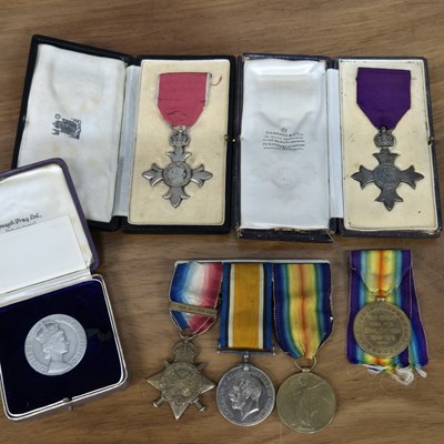 Lot 548 - A George VI cased silver OBE awarded to...