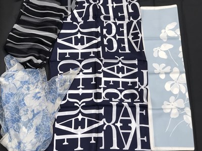 Lot 1106 - A Navy Jaeger logo silk scarf 90x90cm,...
