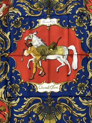 Lot 1111 - A Hermes Paris Cheval Turc silk scarf....
