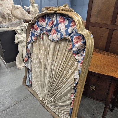 Lot 609 - A gilt framed half tester bed head, the ogee...