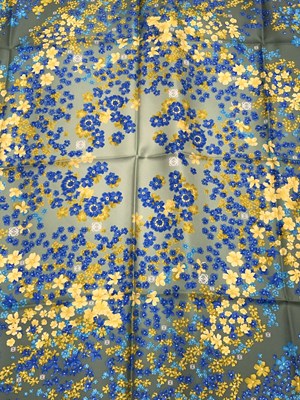 Lot 1114 - Loewe, vintage silk scarf, floral yellow and...