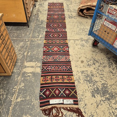Lot 621 - An interesting flat woven runner, probably...