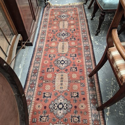 Lot 630 - An oriental runner of Caucasian design. 78 x...