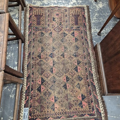 Lot 643 - A Persian Shiraz rug 82 x 79 cm, together with...