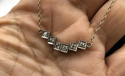 Lot 33a - A Vintage remodelled diamond pendant necklace....