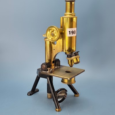 Lot 190 - An antique brass monocular microscope By J....