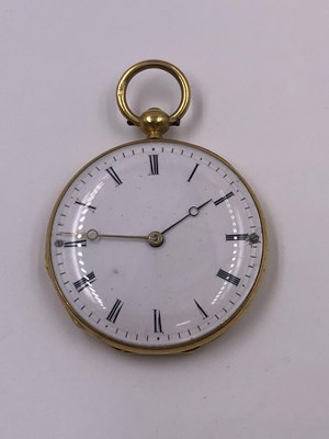 Lot 1034 - A vintage French enamelled open-faced fob...