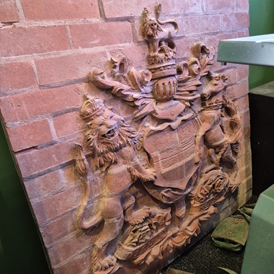 Lot 176 - An impressive carved Brick Royal armorial By...