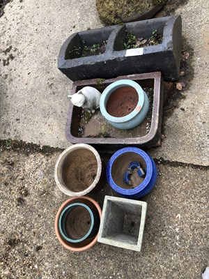 Lot 1256 - Two antique stoneware pottery planters.