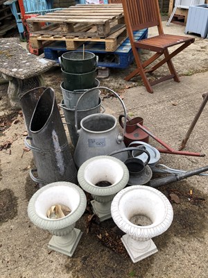 Lot 1265 - Galvanised buckets, small planters, watering...
