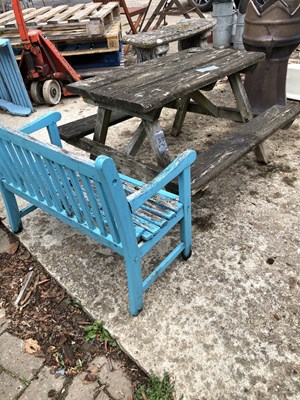 Lot 1269 - A  childs picnic table and a bench.