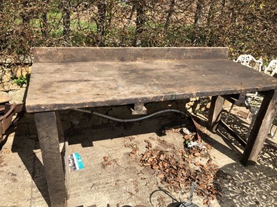 Lot 1323 - A large workshop bench.