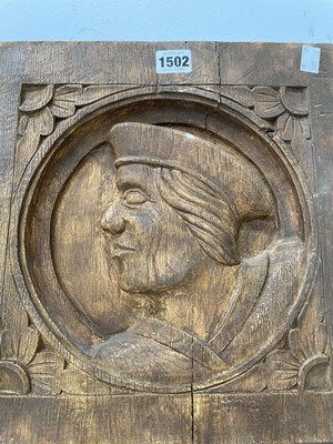 Lot 1502 - A simulated oak panel depicting a Tudor man's...