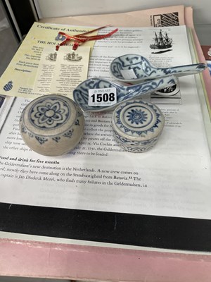 Lot 1508 - Two Chinese blue and white spoons from the...