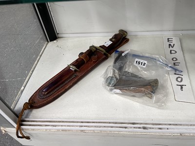 Lot 1512 - A Spanish Bowie knife in a leather scabbard...