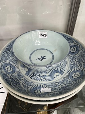 Lot 1526 - A pair of Chinese blue and white dishes from...