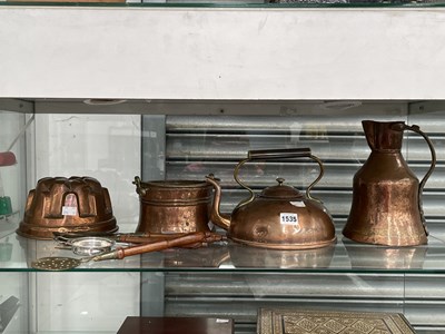 Lot 1535 - Copper wares to include and crown mould, four...