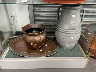 Lot 1539 - A grey studio pottery two handled vase, an...