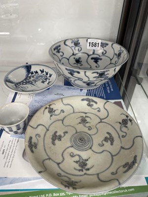 Lot 1581 - Four Chinese blue and white porcelains...