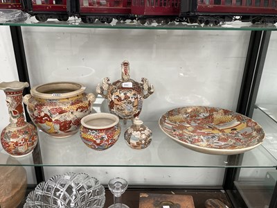 Lot 1583 - Six various Satsuma wares together with three...