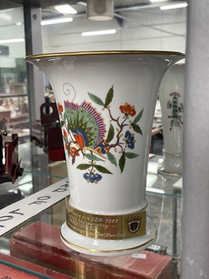 Lot 1612 - A 1960's Meissen floral beaker vase bearing a...