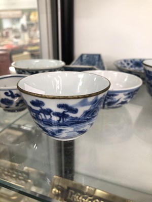 Lot 1619 - Chinese blue and white tea bowls, a saucer and...