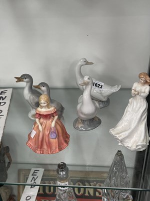Lot 1623 - Four Nao porcelain geese together with two...