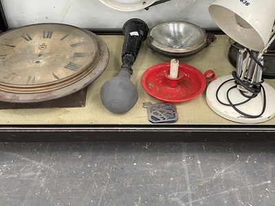 Lot 1636 - A RAF wall clock, a car horn, RAC badge, a...