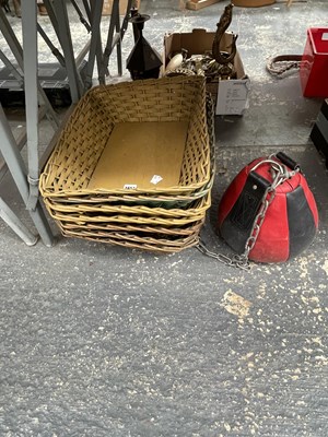 Lot 1651 - Seven basket work deep trays together with a...