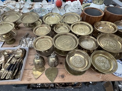 Lot 1682 - A collection of brass comports and Thai bronze...