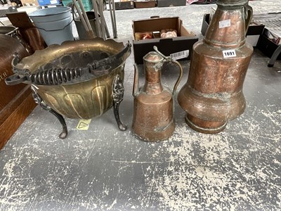 Lot 1691 - Two eastern copper vessels together with an...