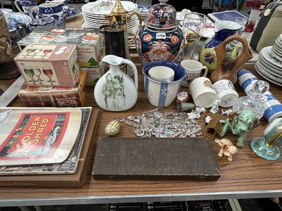 Lot 1708 - A Japanese Imari covered jar, boxes of glass...