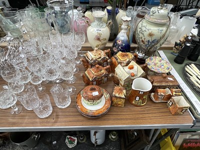 Lot 1714 - Cut drinking glass, cottage tea wares, a table...